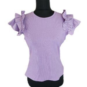 Anthropologie Womens Ruffle Sleeve Shirt M